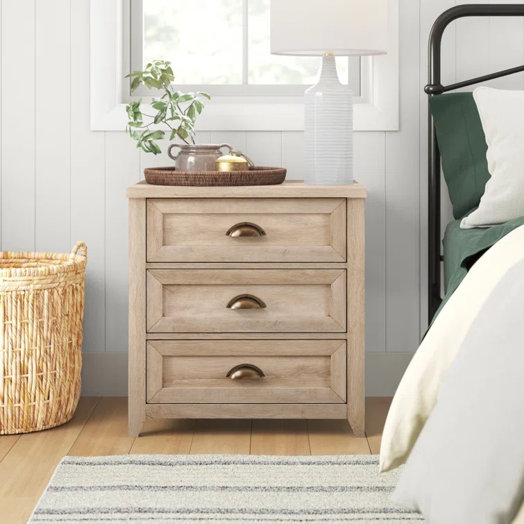 Wade Logan Bevyn Classic Framed 3 Drawer Nightstand