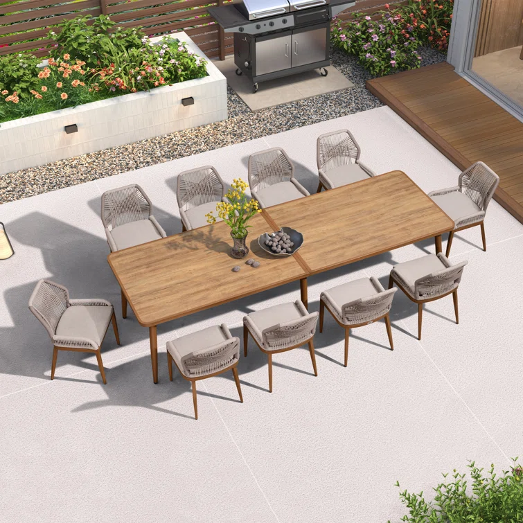 Purple Leaf Rectangular 10 Person 16653 Long Aluminum Dining Set With Cushions