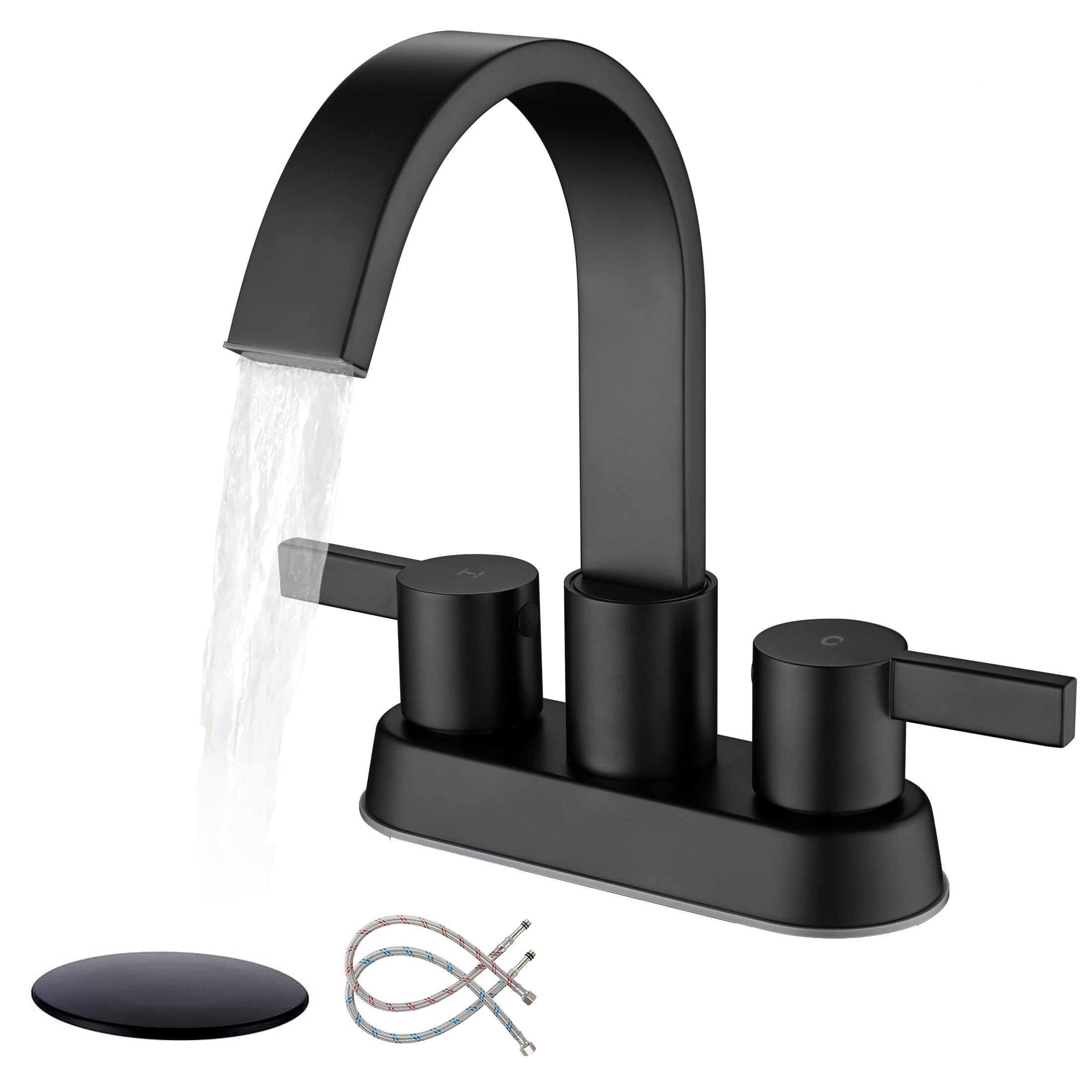 Senhozi Matte Black Bathroom Faucets For Sink 3 Hole
