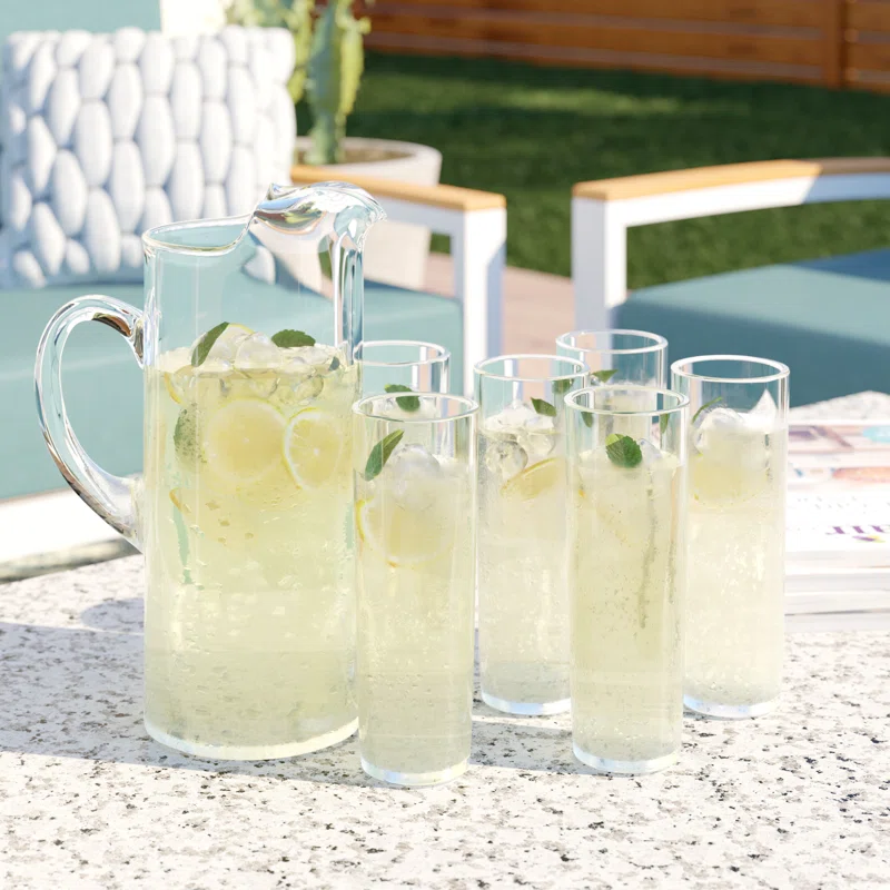 Libbey Modern Bar Libbey Boozy Brunch Entertaining Set With 6 Highball Glasses And Pitcher