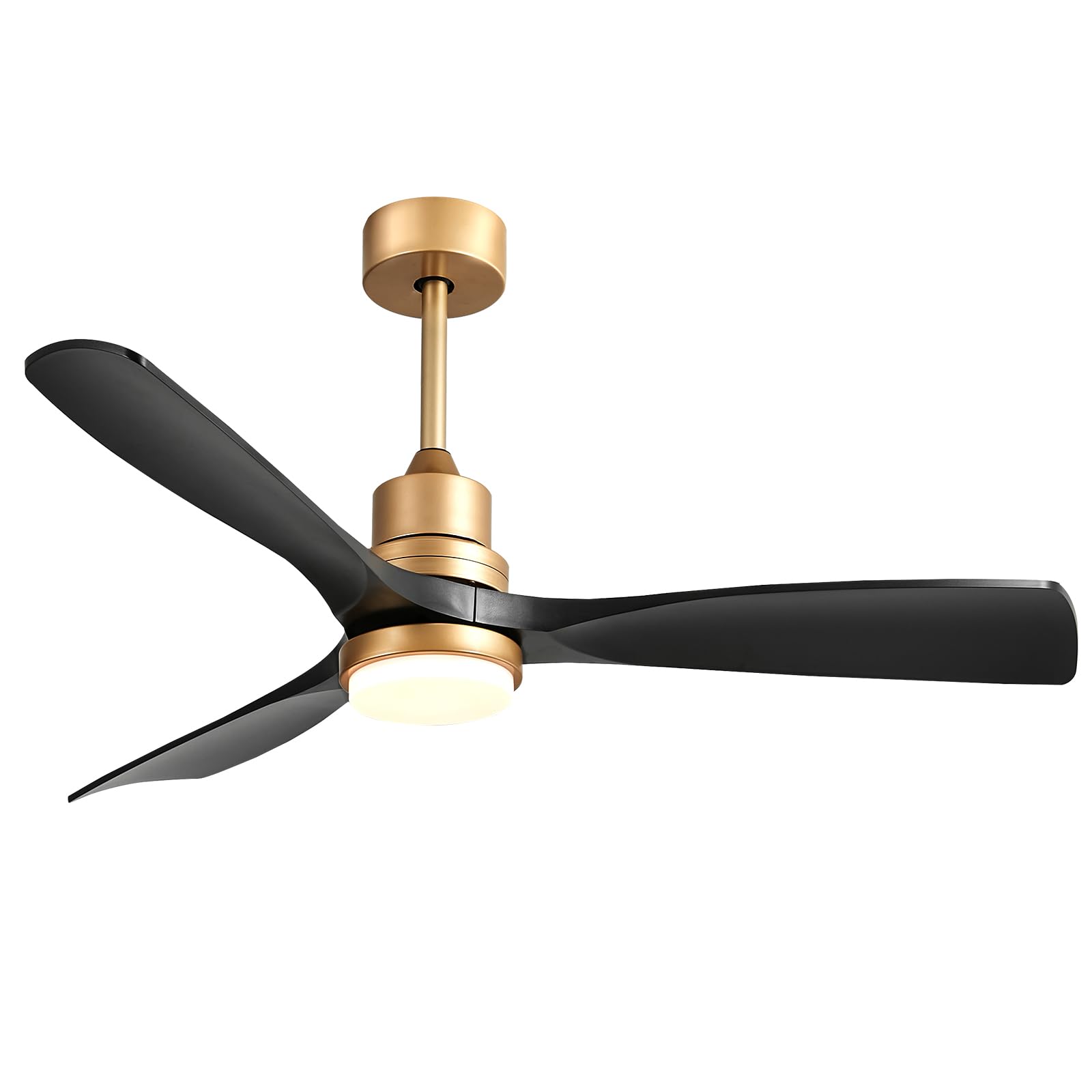 52" Modern Black And Gold Ceiling Fan With Lights And Remote