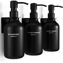 Maisonovo Shampoo And Conditioner Dispenser - Shower Soap Dispenser Wall Mounted - 16.9 Fl Oz Set Of 3 Black Plastic Bottles Black Pump - Shampoo Dispenser
