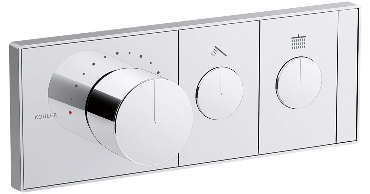 Kohler K-26346-9-cp Anthem Two Function Thermostatic Valve Trim Only With Single Knob Handle, Integrated Diverter, And Volume Control - Less Rough In