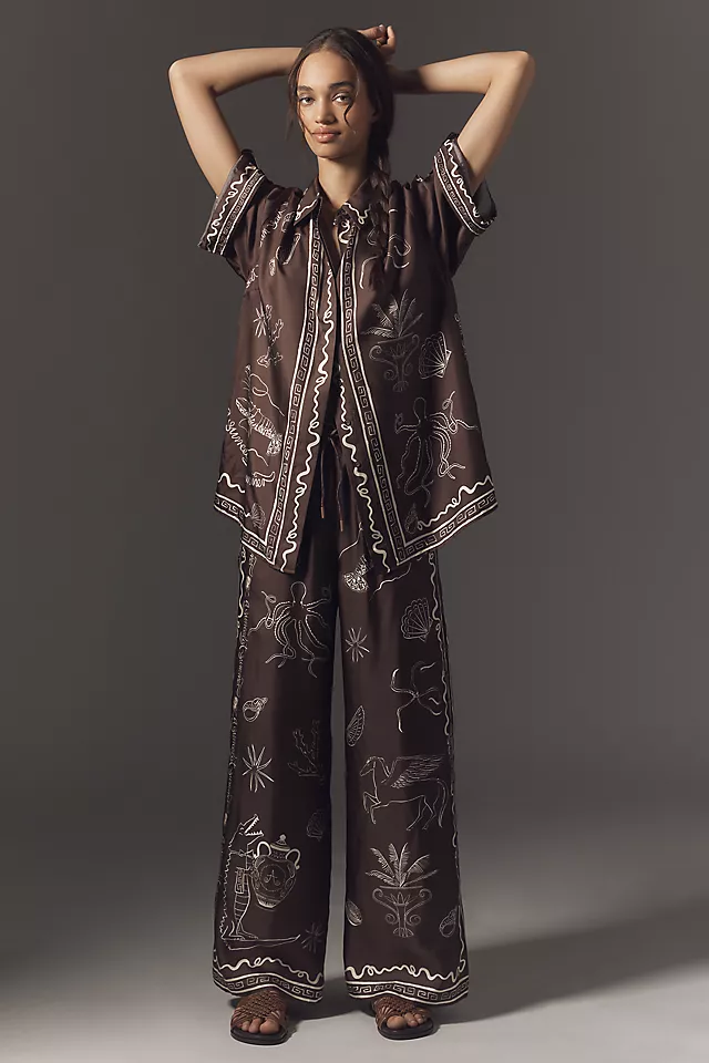 Alemais Sammy Relaxed Silk Satin Pants