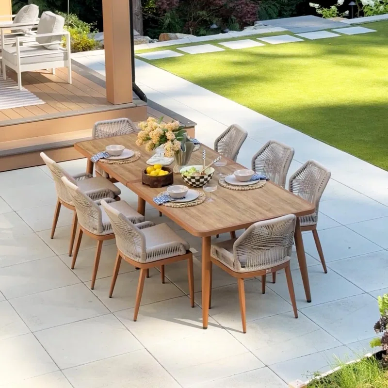 Corrigan Studio Patio Dining Chair Set 4 Pieces Metal Wicker Rattan Chairs For Outside Porch Garden Kitchen Modern Outdoor Furniture Seating