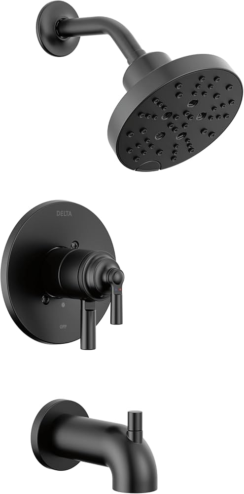 Delta Faucet Saylor 17 Series Black Tub And Shower Faucet Combo With H2okinetic Shower Head