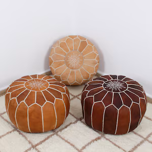 Moroccan Pouf Floor Ottoman Leather