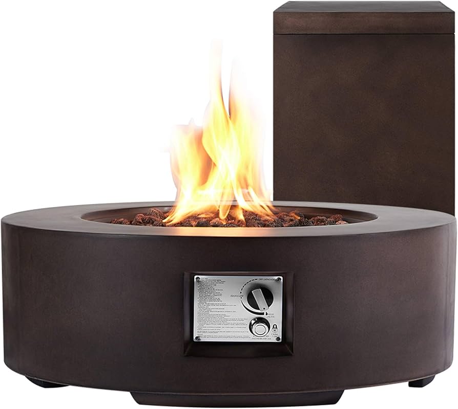 Ecotouge 2-piece Outdoor Propane Firepit Table Set With Tank Table