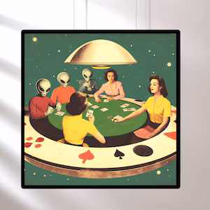 Aliens Playing Poker Trendy Wall Art