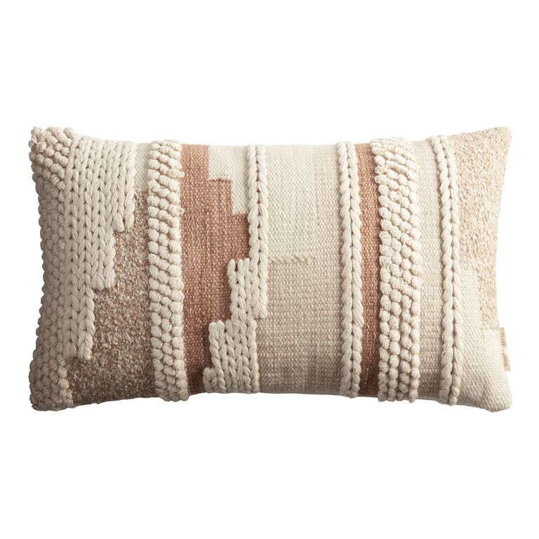 Rust And Ivory Braided Indoor Outdoor Lumbar Pillow