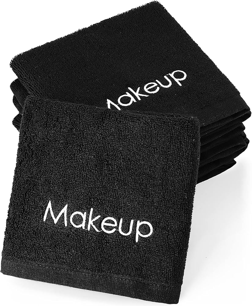 13 Inch Black Makeup Towels - 12 Pcs