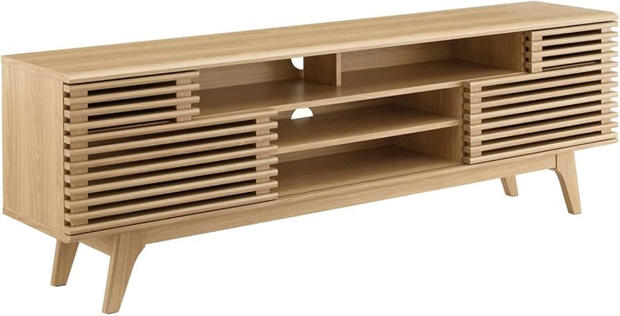 Modway Render Mid-century Modern Low Profile 71 Inch Media Console Tv Stand In Oak