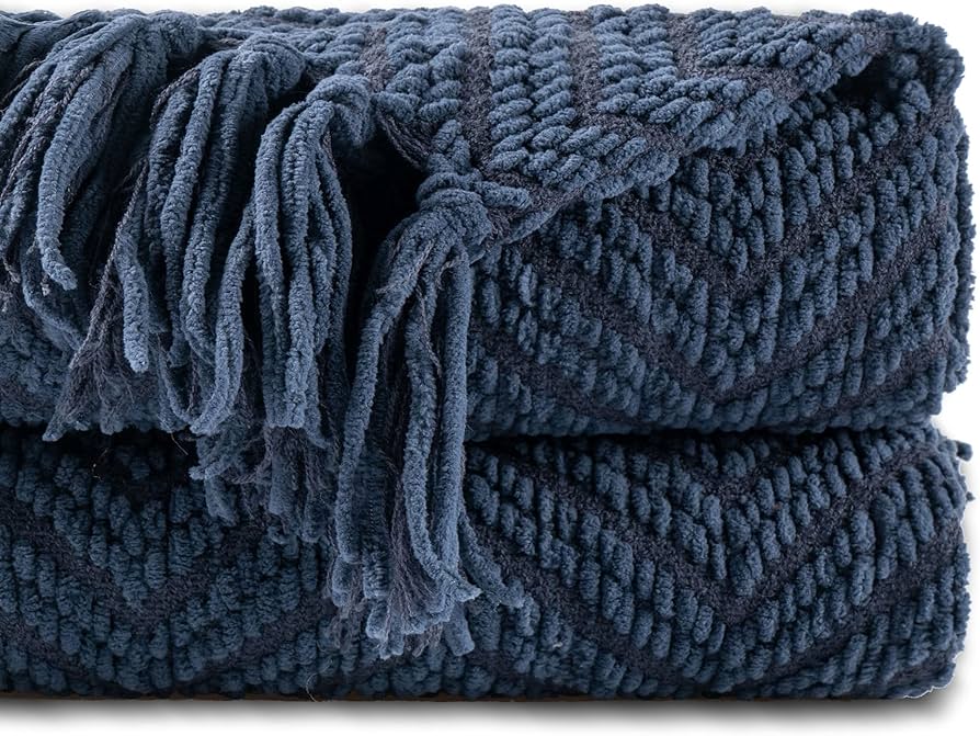 Battilo Home Navy Blue Throw Blanket For Couch