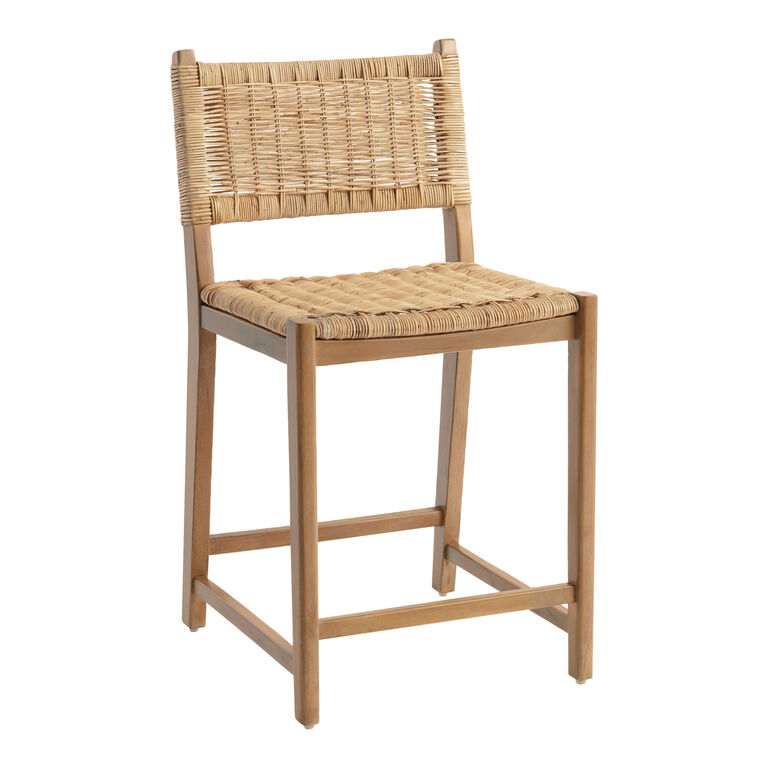 Amolea Wood And Rattan Counter Stool
