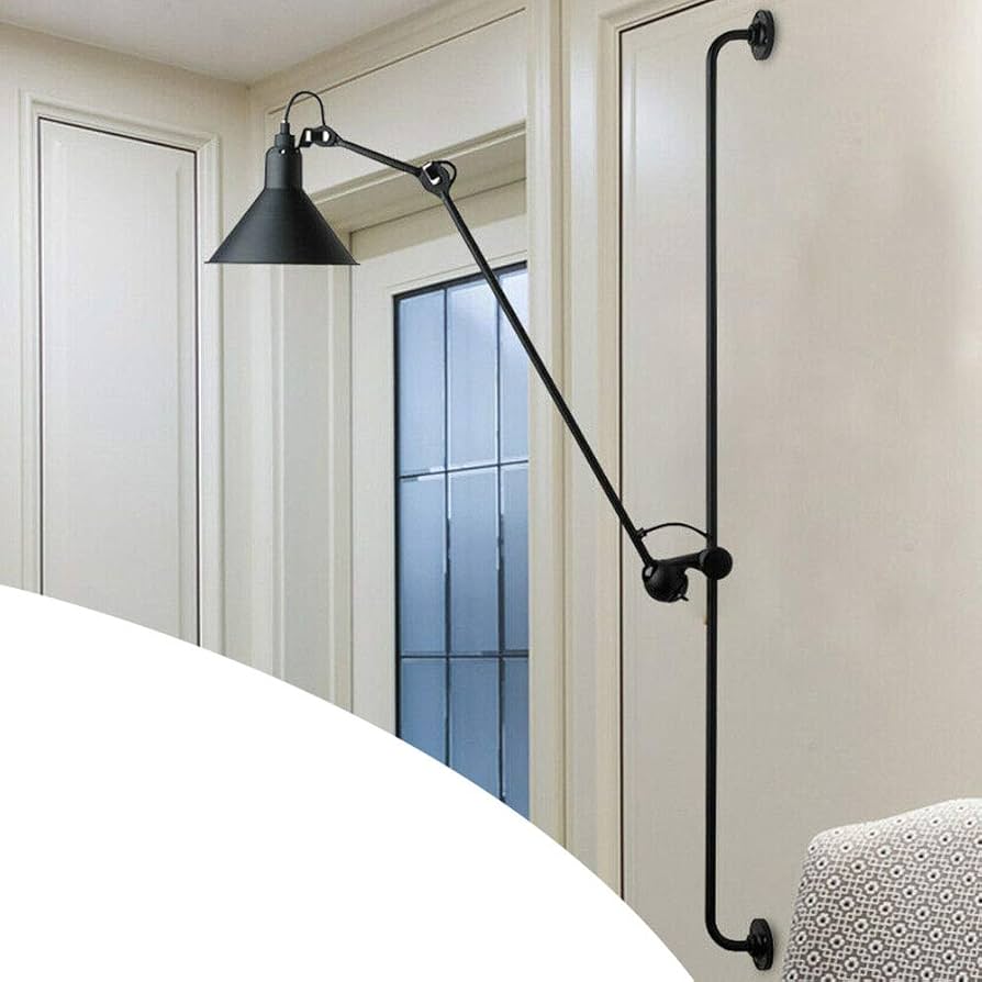 Btdh Modern Long Arm Led Wall Sconce Industrial Spotlight Wall Lamp Fixture Adjustable 360degree Swing Long Arm Lamp Fixture Bedside Light Included E27 Bulbs For Bedroom Reading Hallway Home Porch