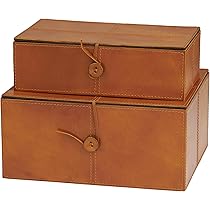 Deco 79 Leather Handmade Decorative Box Storage Decorative Keepsake Boxes With Leather Loop Closure And Detailed Stitching