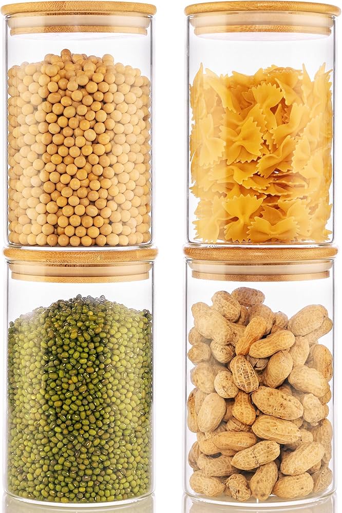 32oz - 4 Pack Glass Jars With Bamboo Lids