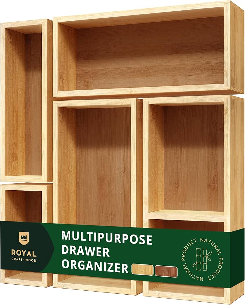 Royal Craft Wood 5-piece Bamboo Drawer Organizer Set – Multi-use Storage Trays For Kitchen