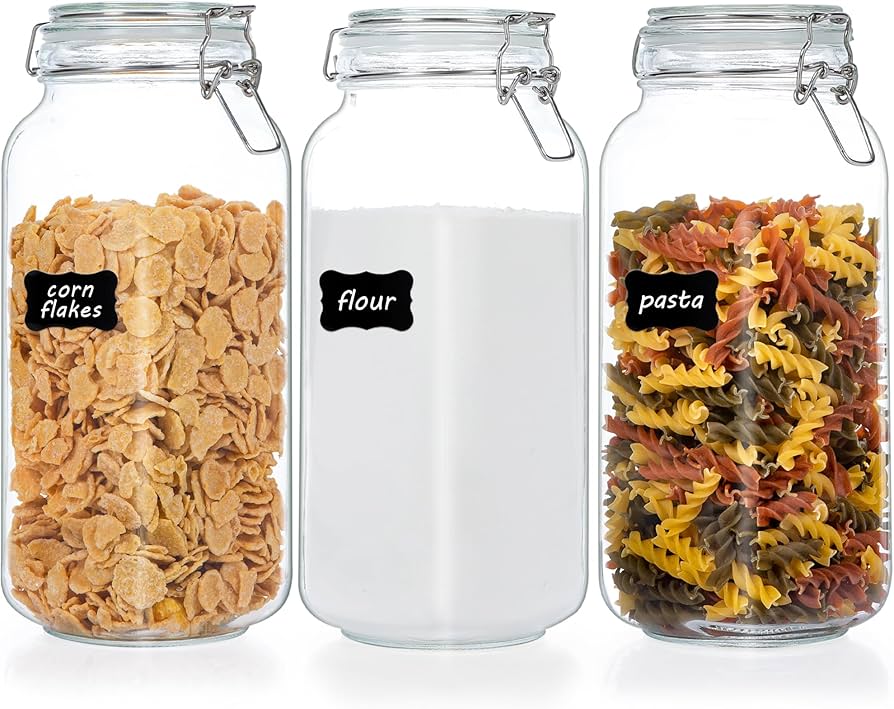 Vtopmart 78oz Glass Food Storage Jars With Airtight Clamp Lids