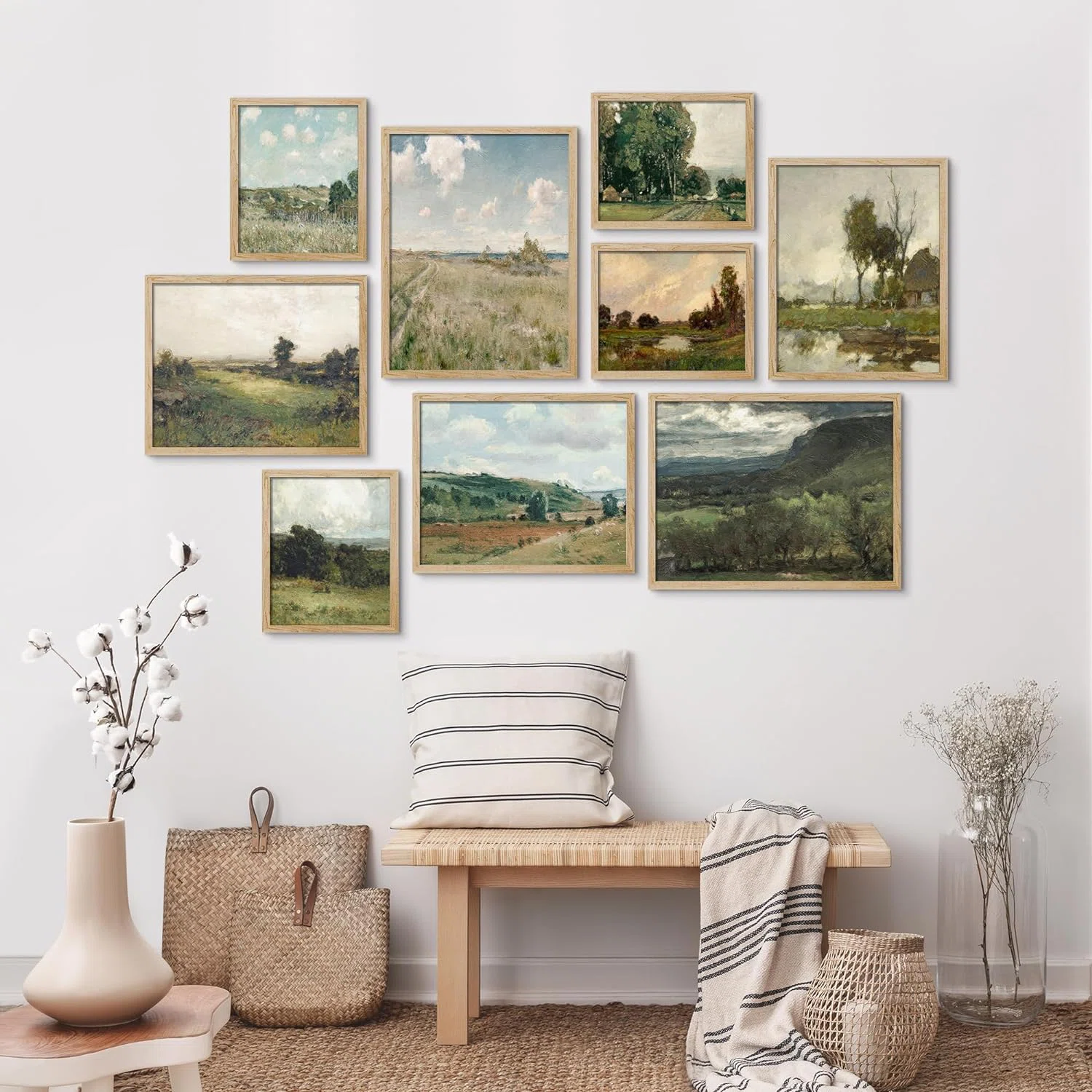 Signleader Rural Countryside Flower Landscapes Framed On Paper 4 Pieces Print