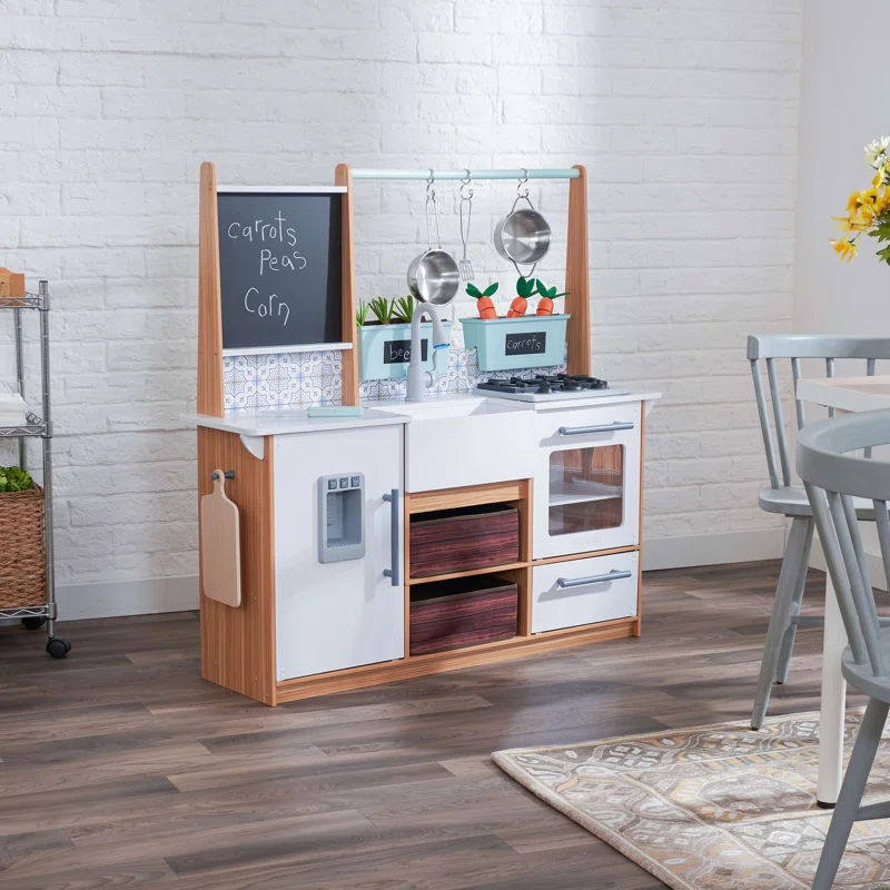 Kidkraft Farmhouse Play Kitchen With Lighs Sounds And 18 Accessories