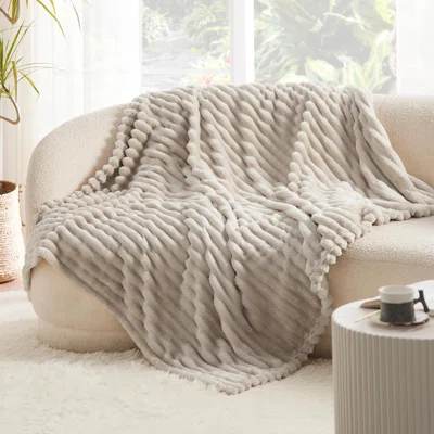 Bedsure Super Soft Fleece Blanket With Classic Stripe Pattern