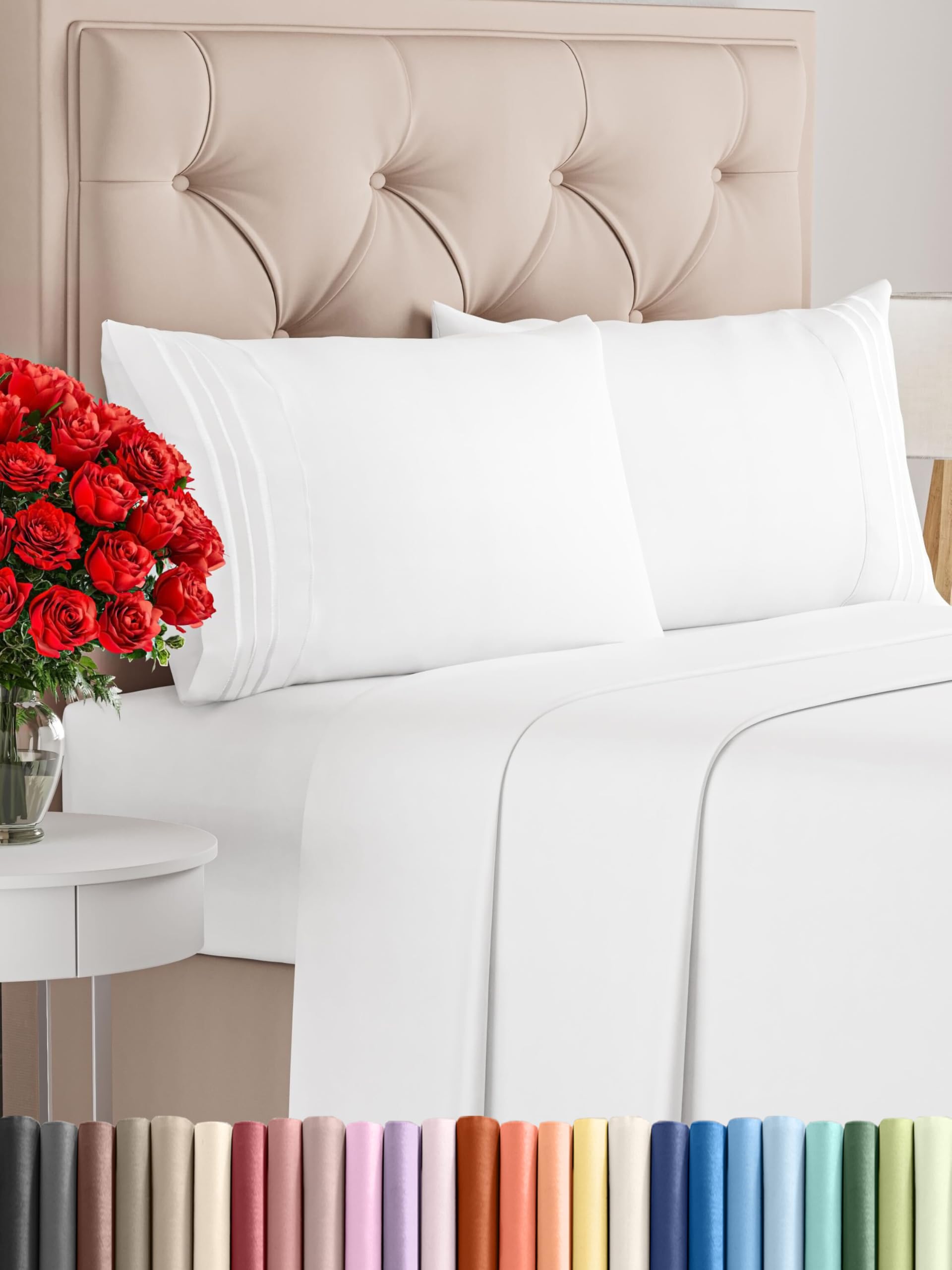 King Size 4 Piece Sheet Set - Comfy Breathable & Cooling Bed Sheets Set - Hotel Luxury Bedding For Women