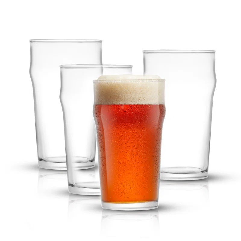 JoyJolt Grant Beer Drinking Glasses, 19 oz (Set of 4)
