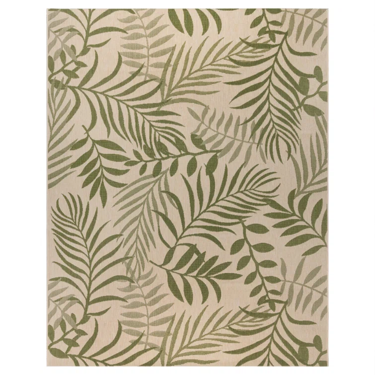 Bay Isle Home Lanoue Floral Machine Made Flatweave Polypropylene Indoor Outdoor Area Rug In Green