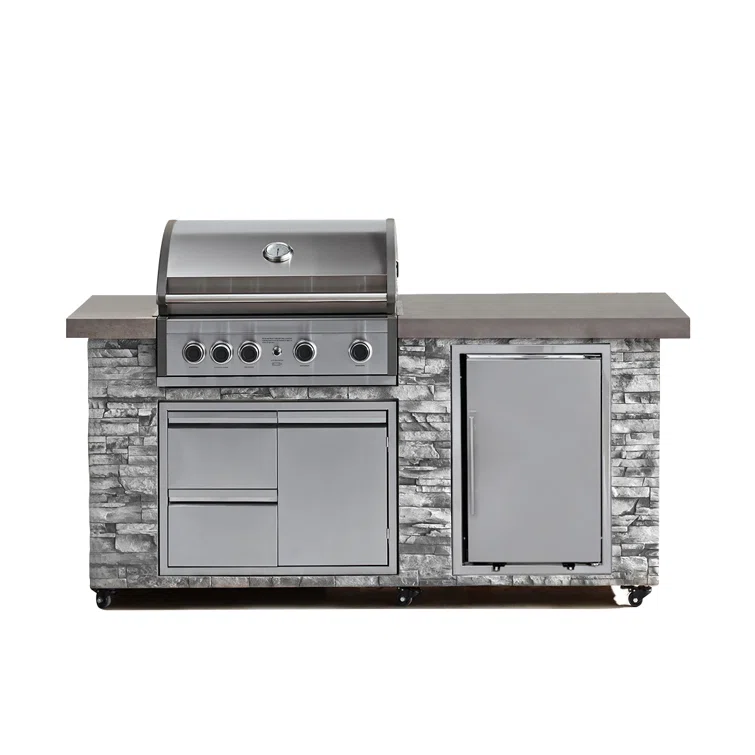 Prokan Pro Elite 78 4 Piece 5 Burner Liquid Propane Bbq Grill Island