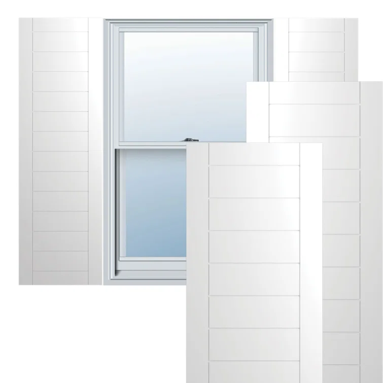 Ekena Millwork True Fit Pvc Horizontal Slat Framed Modern Style Fixed Mount Shutters
