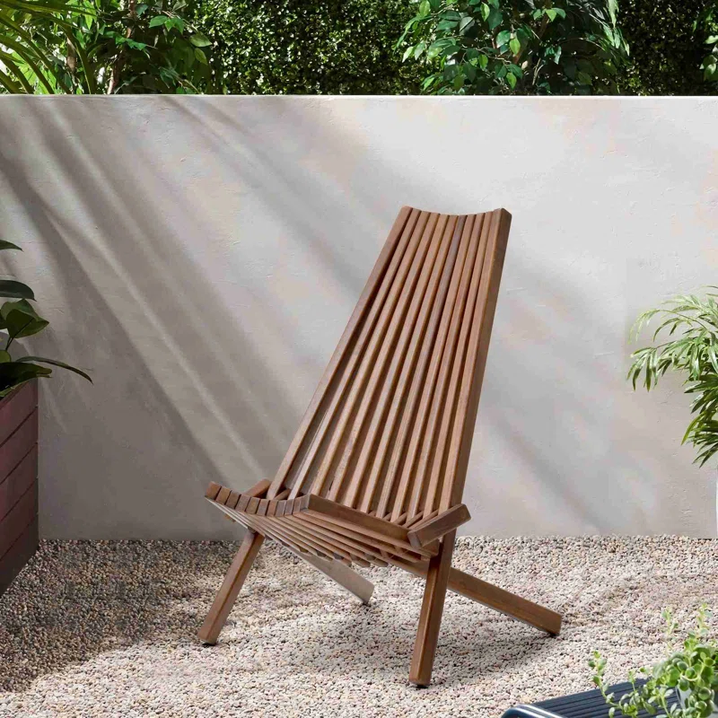 Red Barrel Studio Jahvion Eucalyptus Wooden Folding Portable Adirondack Chair Weather Resistant No Assembly