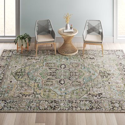 Mistana Albion Oriental Blackgreenivory Area Rug