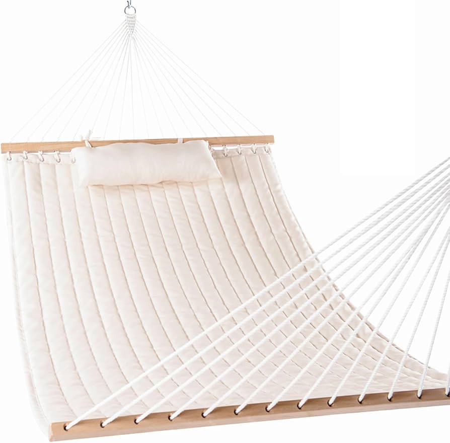 Lazy Daze Hammocks 12 Ft Double Quilted Fabric Hammock With Spreader Bars And Detachable Pillow