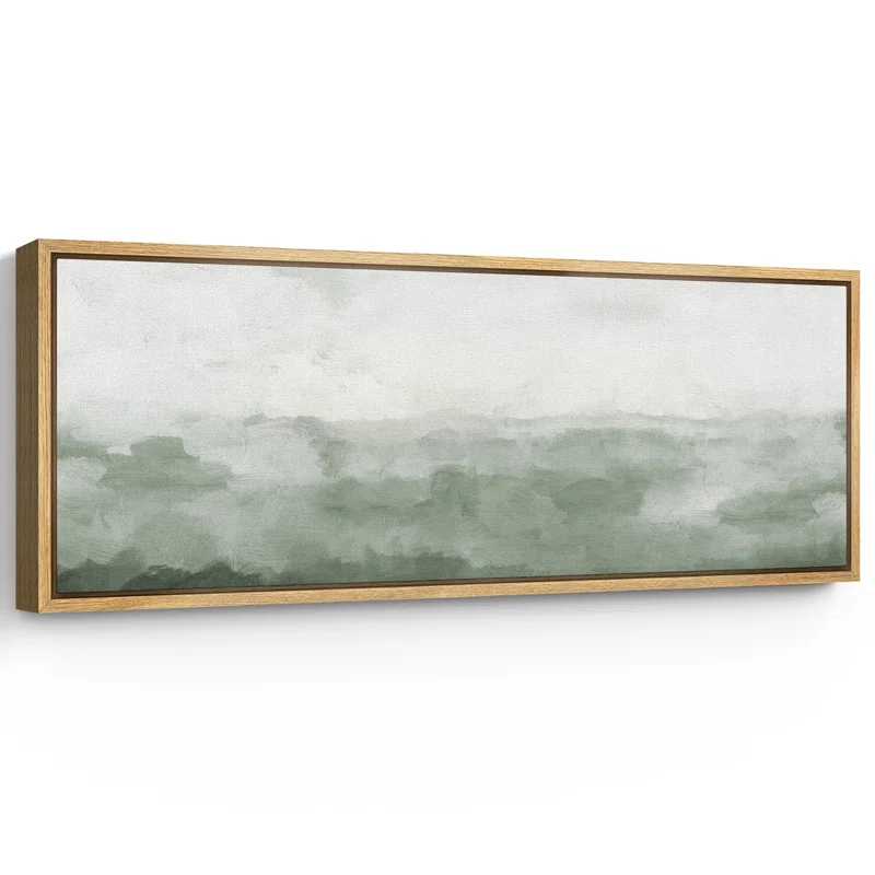 Idea4wall Minimal Landscape Misty Green Horizon Framed On Canvas Print