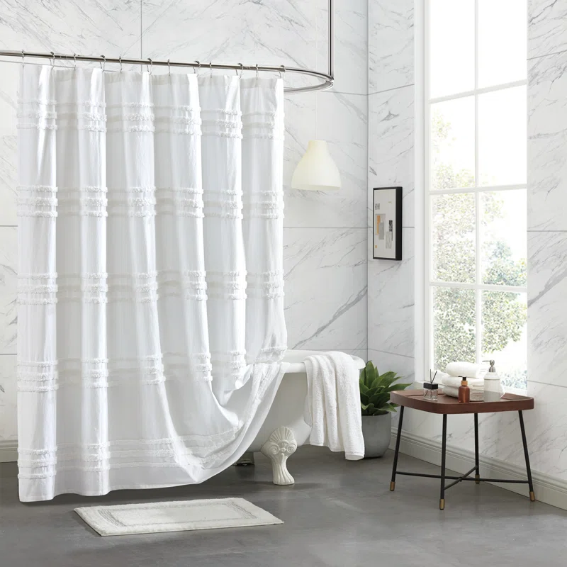 Dkny Chenille Stripe Cotton Single Shower Curtain