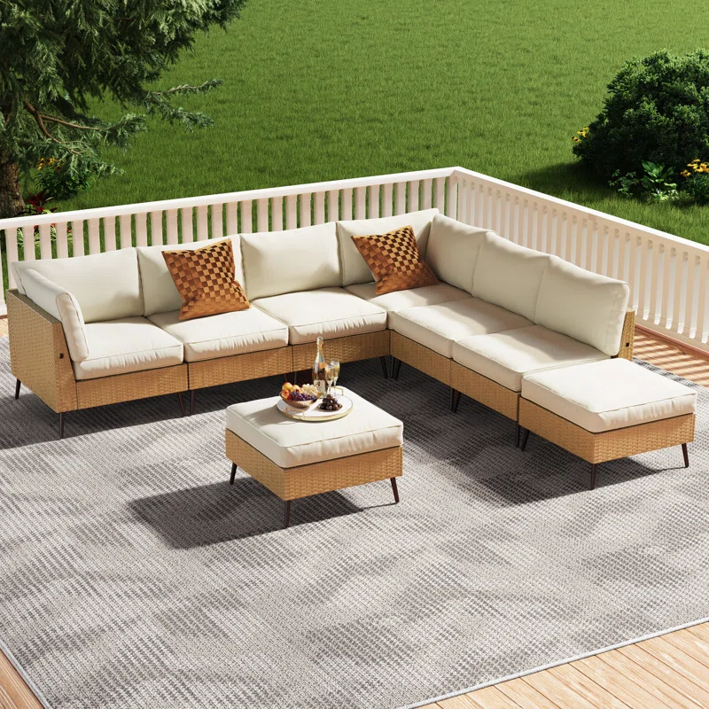 Hokku Designs Zahro 8 Person Outdoor Sectional Seating Group With Cushions