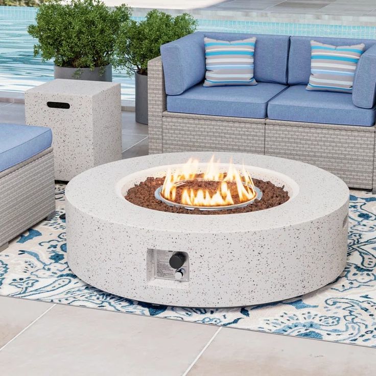 Ebern Designs Shade Concrete Propane Outdoor Fire Pit Table