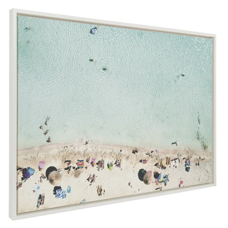 Rosecliff Heights Crowded Beach From Above By Amy Peterson Floater Frame Photograph Print On Canvas