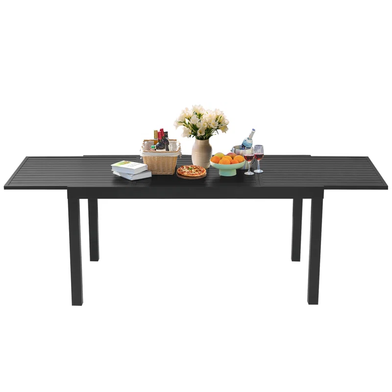 Extendable All Aluminum Dining Table Outdoor Furniture Rectangle Table