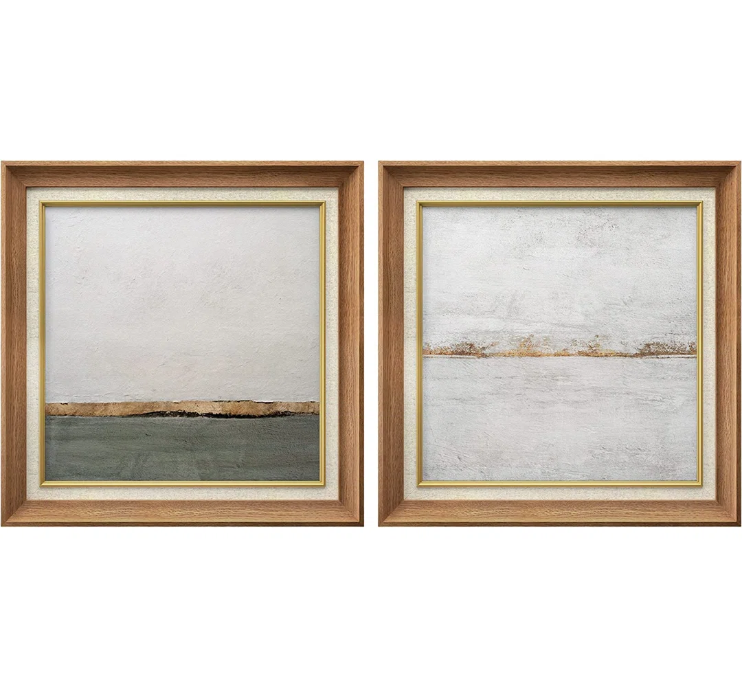 Minimal Stroke Abstract Landscape Classic Vintage Neutral Artwork Wall Art Framed On Canvas Print