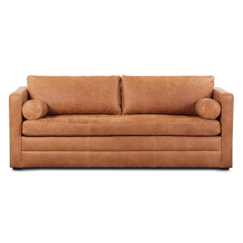 Bismarck 82'' Full-Grain Genuine Italian Leather Sleeper Sofa
