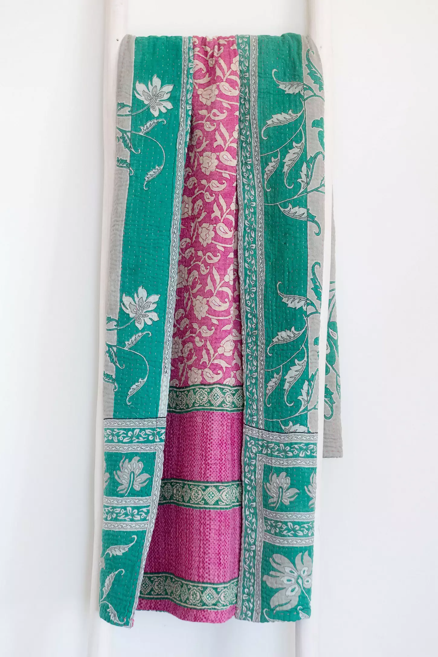 Roan Iris One-of-a-kind Kantha Quilted Throw Blanket No. 07093