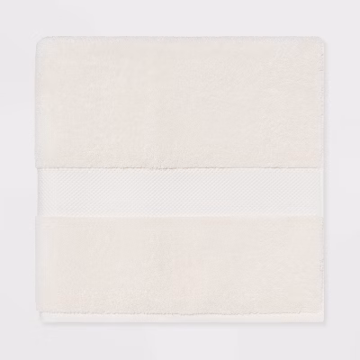 Performance Plus Oversized Bath Towel Cream - Threshold™: 100% Cotton, Heavyweight 550-800 Gsm, Fade-resistant