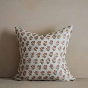 Luna Linen Floral Block Print Pillow
