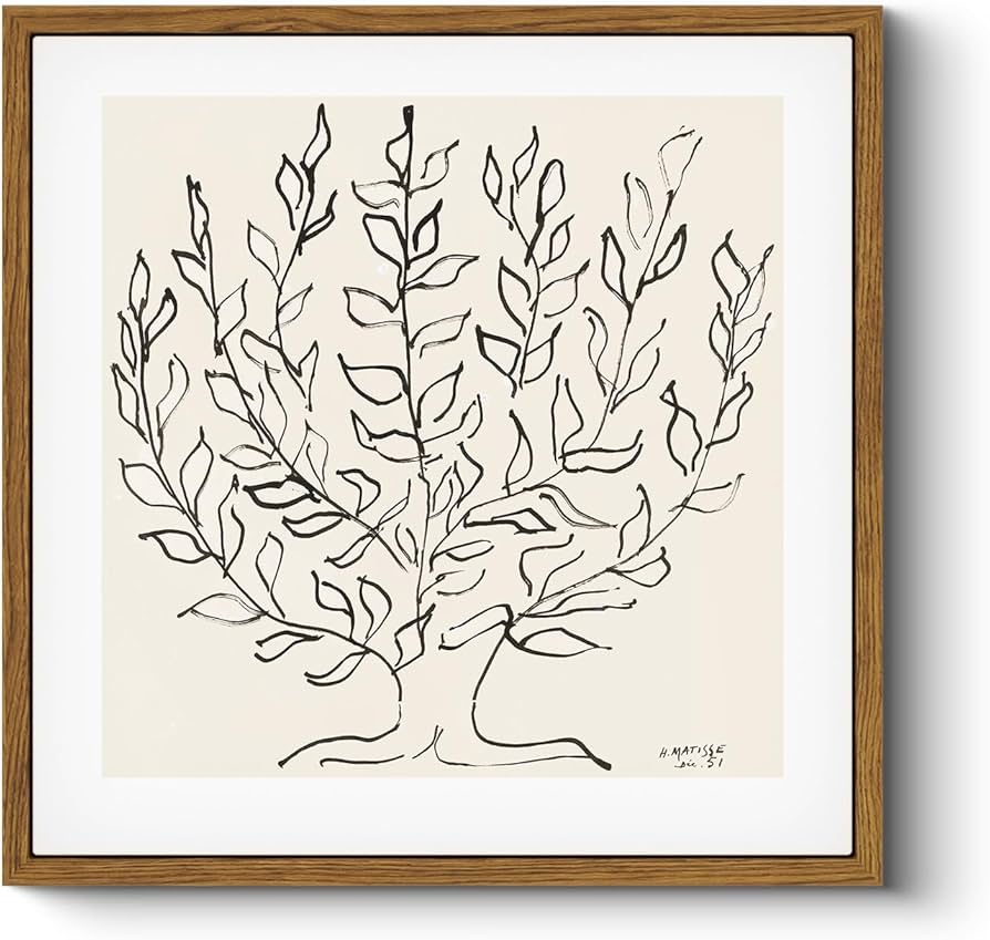 Huarcey Vintage Framed Canvas Wall Art Plain Tree Drawing