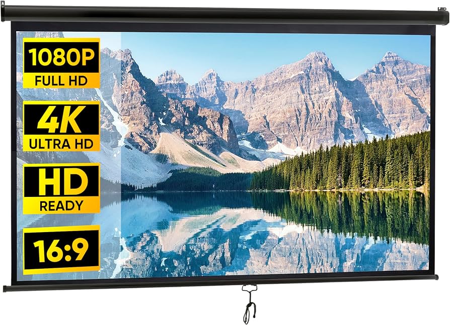 Zeny Outdoor Projector Screen Pull Down 100 Inch 16:9 Hd Projection Screen Folding Home Theater Portable Indoor Outdoor Movie Screen : Electronics