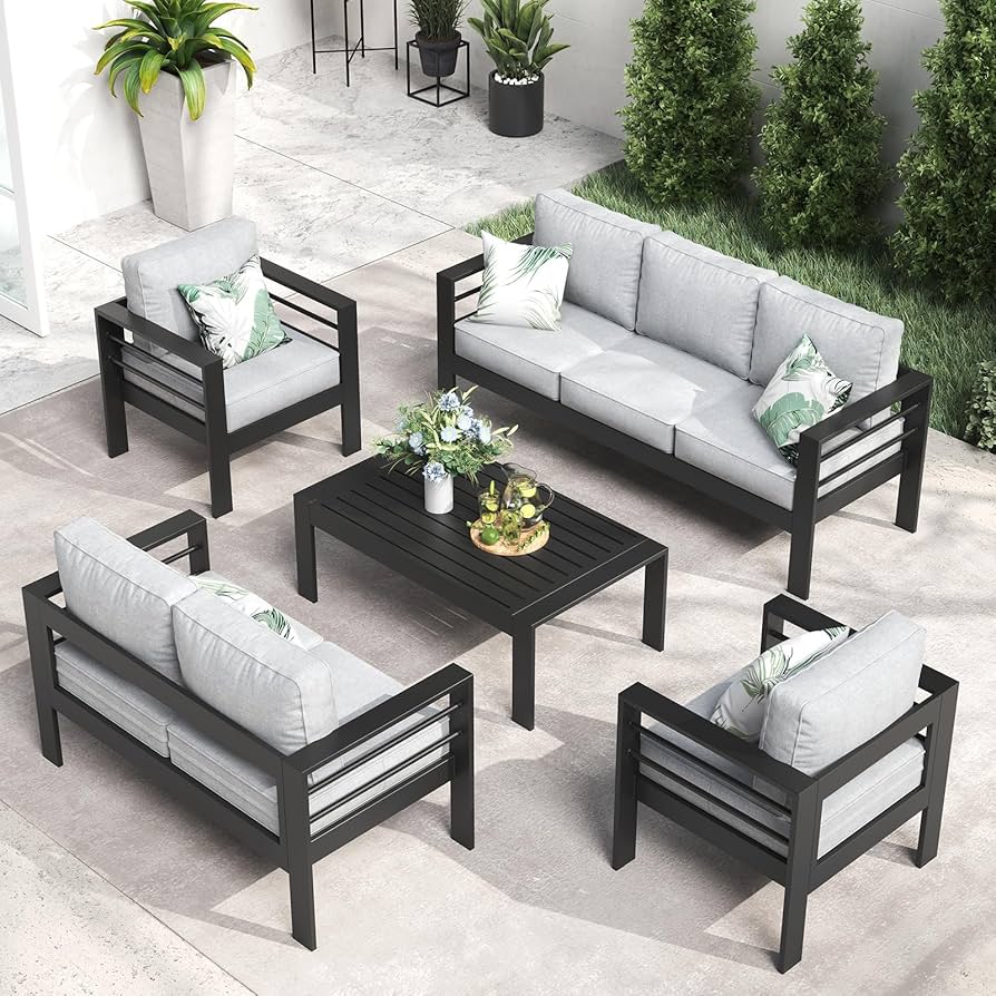 Layinsun 5 Piece Outdoor Furniture Set With Coffee Table