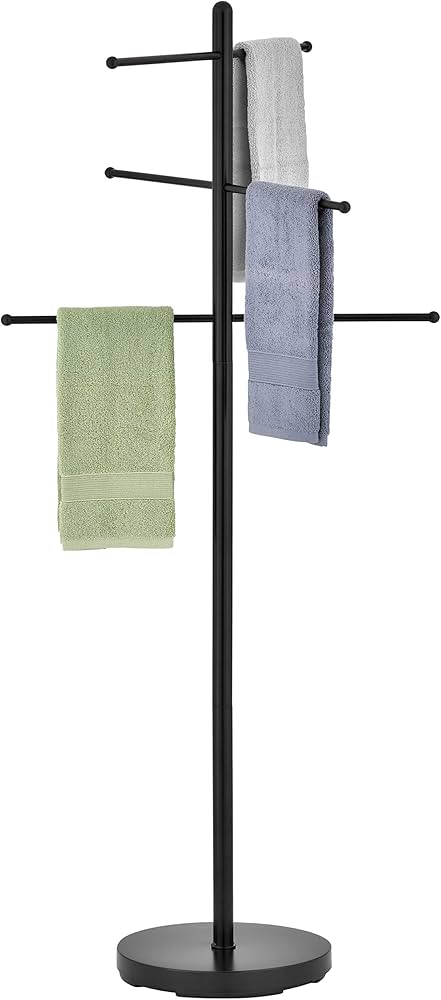 Mygift 6 Bar Modern Black Free Standing Outdoor Pool Towel Rack
