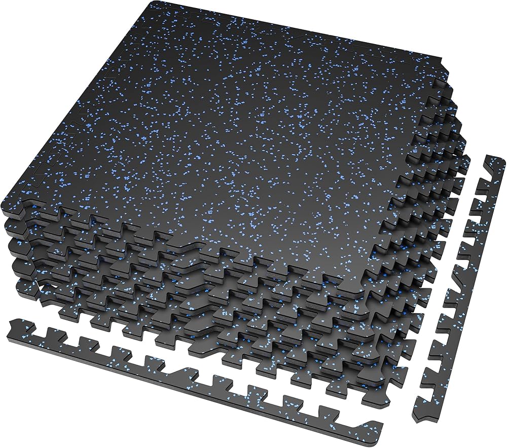 Superjare 0.56'' Thick 6 Pcs 24 Sq Ft Rubber Top Exercise Equipment Mats